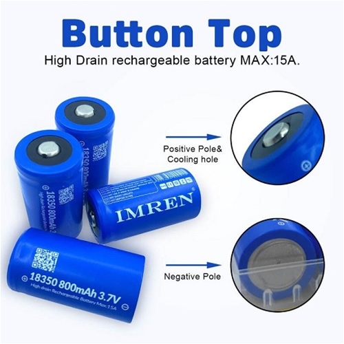IMRE 18350 Battery 800Mah 3.7v Button Top